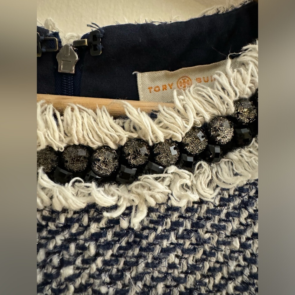 Tory Burch Rosemary Dress Jeweled Tweed Size 6 - Picture 5 of 9